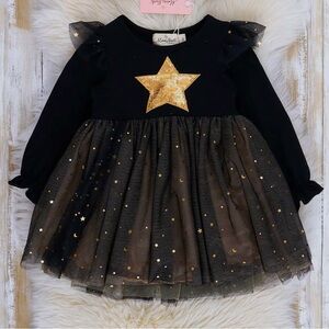 Marie Nicole 🌟 Black Gold Sparkle Tulle Dress
